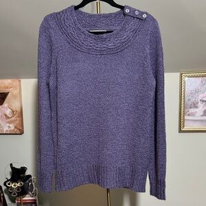 EUC Carolyn Taylor Purple Heather Embellished Neck Sweater So Soft